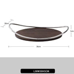 Plateau rangement moderne bois cadre métallique verres champagne bougies fleurs séchées desserts minimaliste élégant