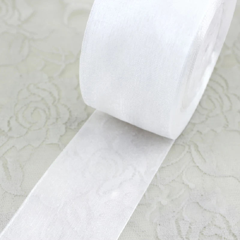ruban organza blanc polyester largeur variable 12mm 15mm 20mm 25mm 40mm fixation décoration emballage