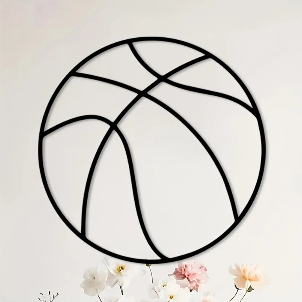 décoration murale ballon basket noir minimaliste intérieur salon chambre 30cm