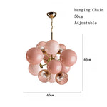 Suspension lumineuse moderne verre boules sphériques translucides vert roseclair unique chambre salon