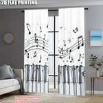 rideau moderne notes musique piano blanc noir polyester deux panneaux
