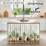 rideau moderne plante verte pots différents cuisine opacité clips fixations polyester machine wash