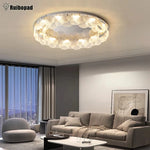 plafonnier led cristal verre moderne blanc doré 80cm chambre salon