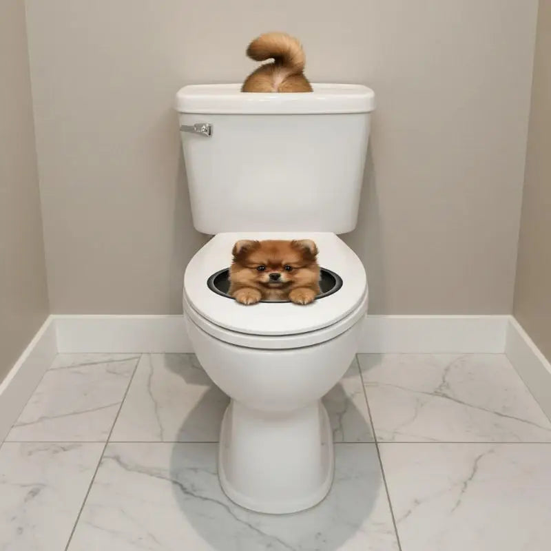 sticker toilette effet 3d animal mignon chat chien pvc illustration cartoon adhésif salle bain