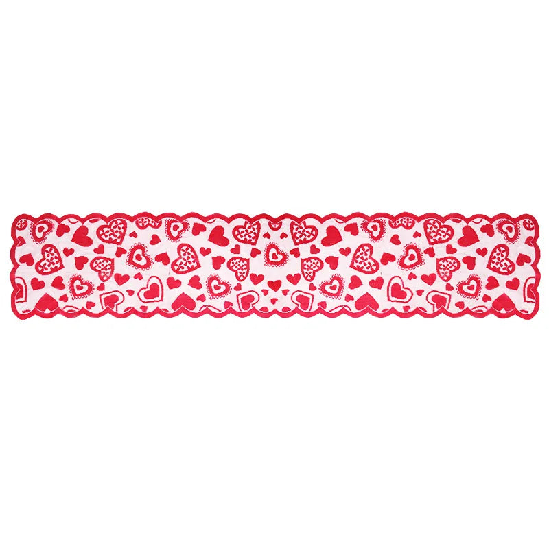 nappe dentelle rouge coeurs semi transparent saint valentin mariage anniversaire décoration festive table romantique
