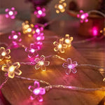 guirlande lumineuse fleurs violet blanc moderne clips autoinstallation 3v 60lumens chambre salon fêtes