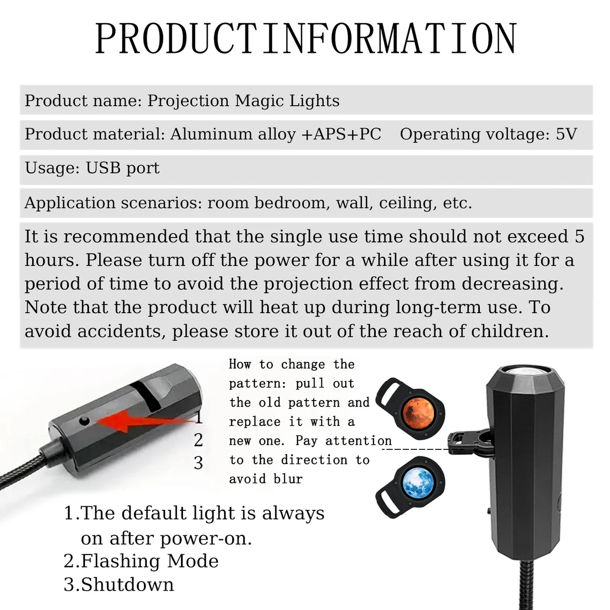 projecteur mural led lune or rose bleu moderne clips