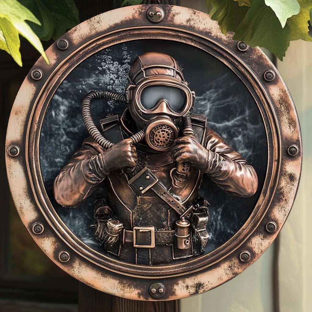 plaque murale steampunk motif marin relief bronze noir décoration chambre salon