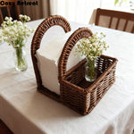 porte serviettes tressé marron rustique support serviettes couverts accessoires table vintage chambre
