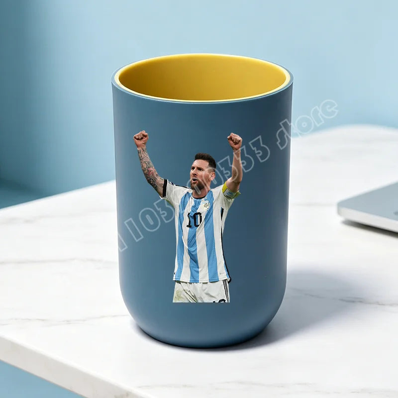 tasse unisexe moderne messi football bleu clair tasse eau brosse dents salle bain ornement