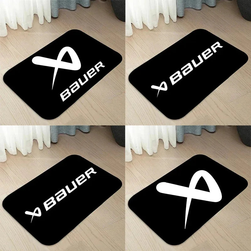 tapis toilette noir logo bauer motif points moderne 80x120cm 120x160cm 40x60cm