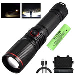 torche rechargeable 30w led noire camping intense réglable vertical moderne