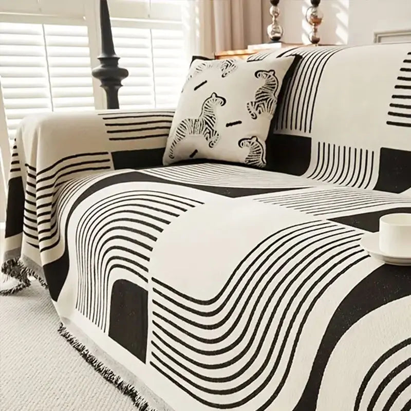 housses canapé polyestère moderne beige gris noir géométriques four seasons