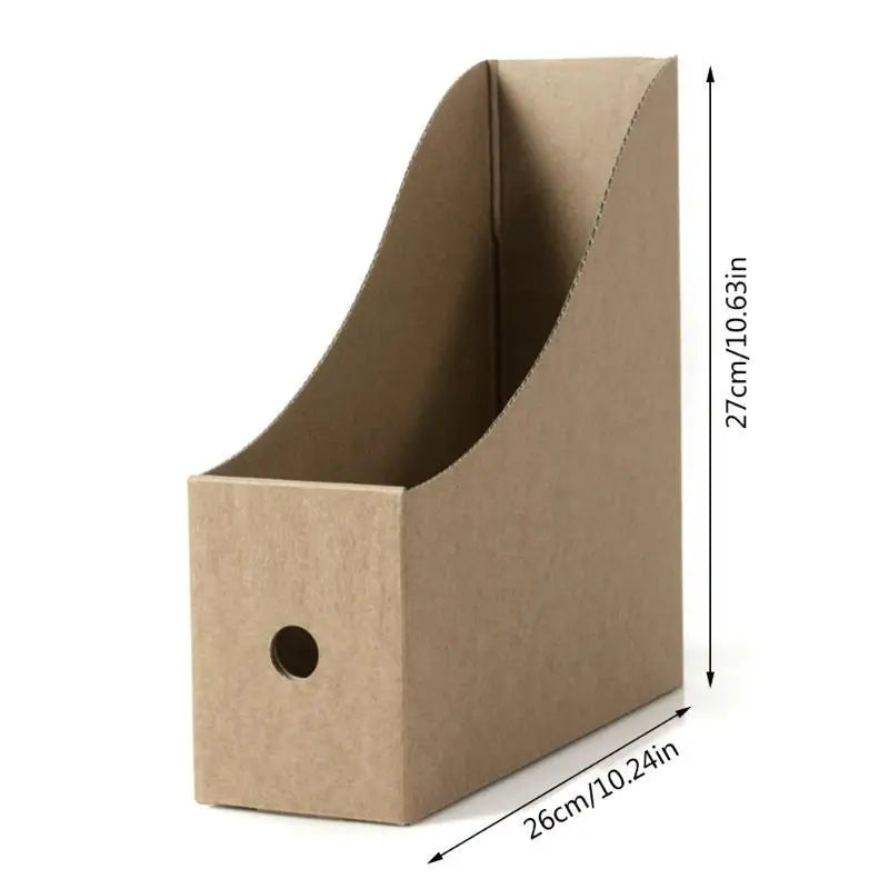 présentoirs documents marron clair carton ondulé minimaliste 26cm 10.24cm 27cm six pièces trou rond