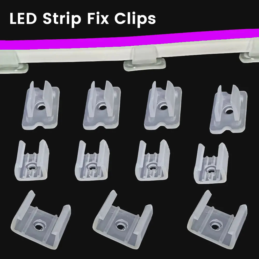 clips fixation ruban led transparent 6mm 8mm 12mm 15mm rohs certifie eyelets pragmatique