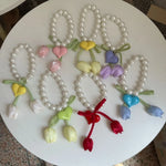 accessoire fenêtre décoration tulipes ruban blanc vert jaune rose violet bleu rouge décoratif
