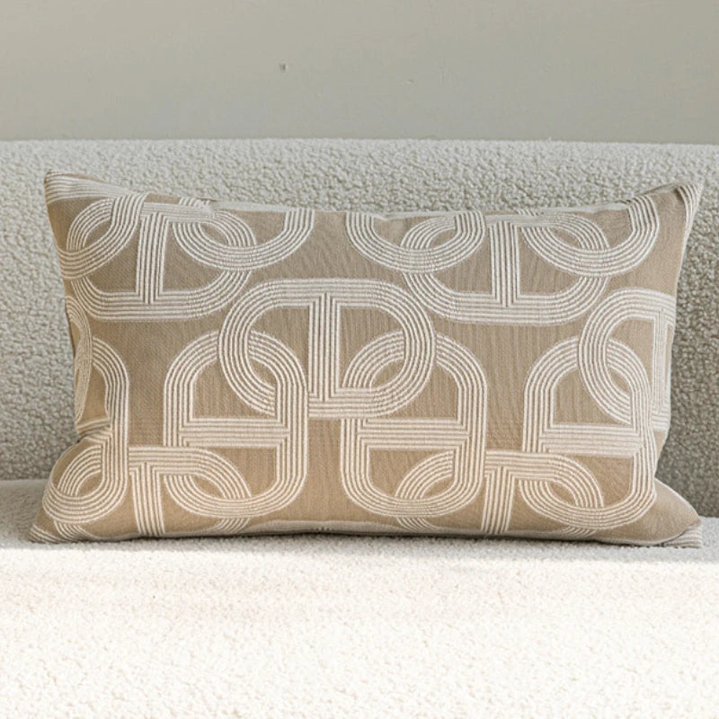 housse coussin rectangulaire polyester motif géométrique nordique décoration maison contemporaine fixations tringles voiture