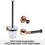 ensemble accessoires salle bain mural métal noir cuivre porte serviette savon distributeur moderne