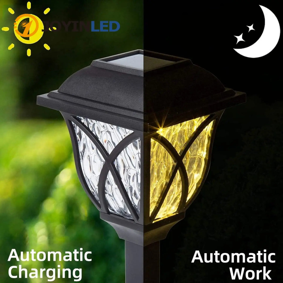 lampes solaires extérieures classiques motifs géométriques noir jaune éclairage gazon vintage autonomes