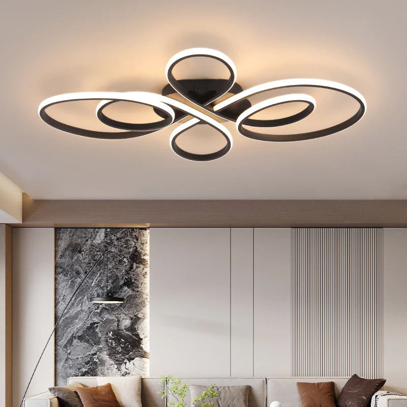 lampe led contemporaine minimaliste abstrait noir blanc fluides