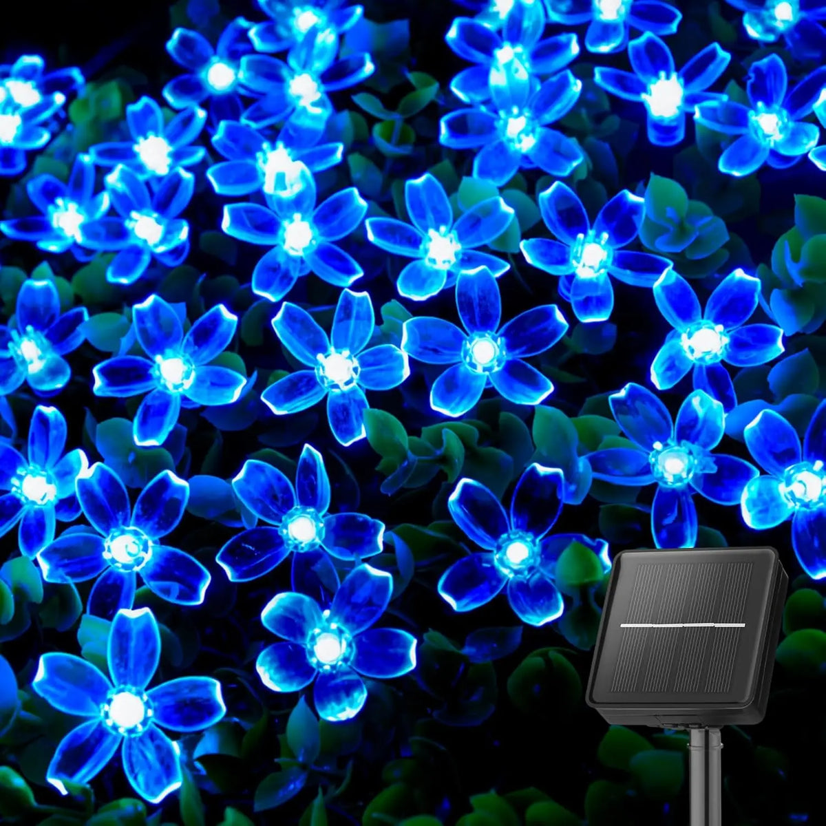 guirlande lumineuse solaire fleurs stylisées clips moderne bleu jaune orange vert violet blancextérieur noël