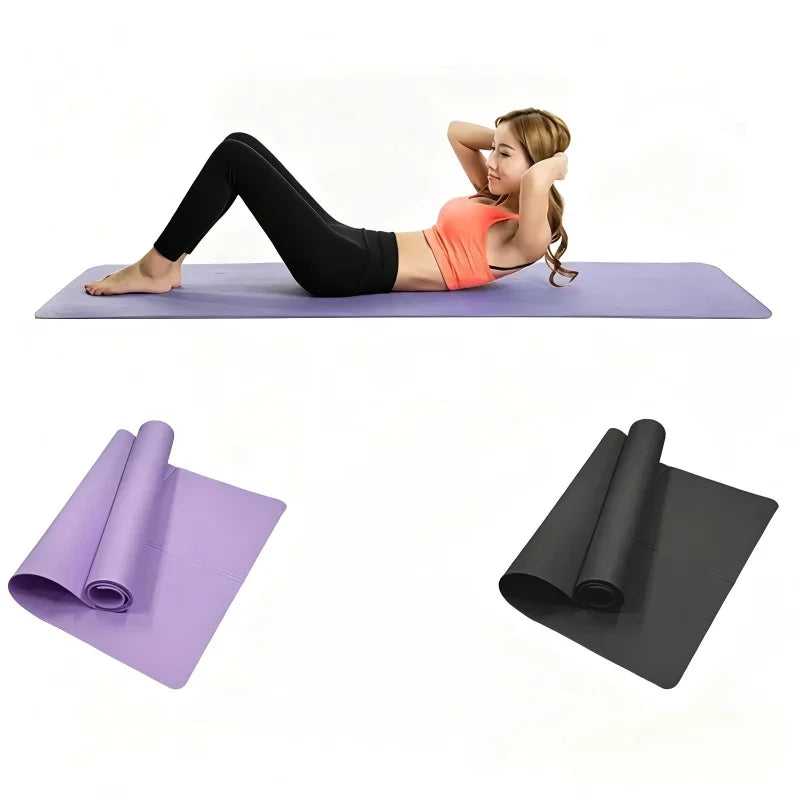 tapis yoga violet noir rose texturé fitness bien être élastique résistance roue exercice pliables