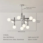 Suspension lumineuse moderne sphères translucides chrome blanc 13 têtes LED