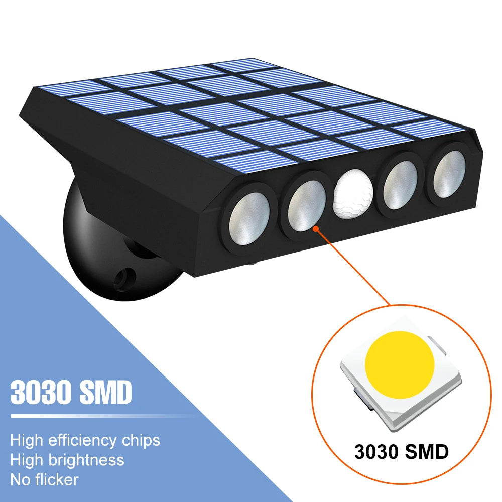 lampe murale solaire led noir panneaux solaires bleus lentilles transparentes moderne ip65