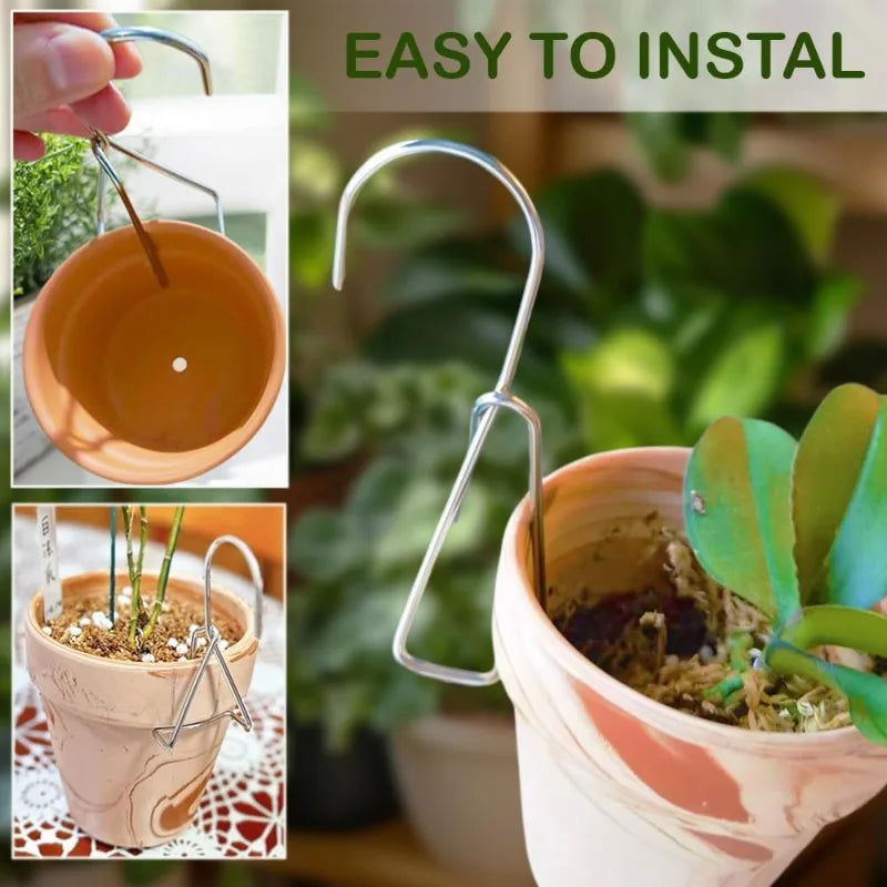 crochet suspension pot fleur acier inoxydable antirouille clip mural jardinage moderne argente silver