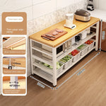 meuble cuisine multifonctionnel bois naturel blanc moderne rangement panier couteau planche découpe micro onde