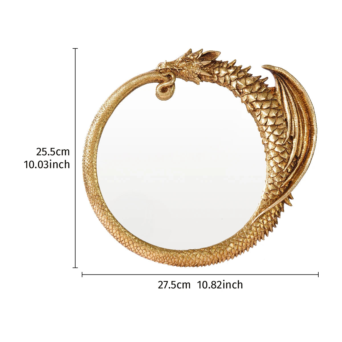 miroir ovale baroque dragon doré moderne décoration intérieure hauteur largeur