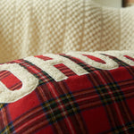 housses coussin décoratives noël motif tartan brodé rouge blanc traditionnel décoration intérieure