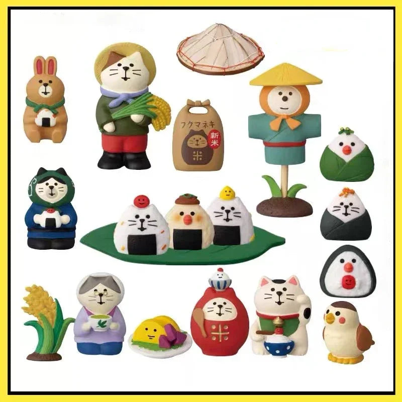 figurines décoratives animaux mignons motifs japonais multicolores artisanat stylé transparents opaques