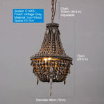 lustre vintage bois blanc suspension chambre salon bohème éclairage intérieur