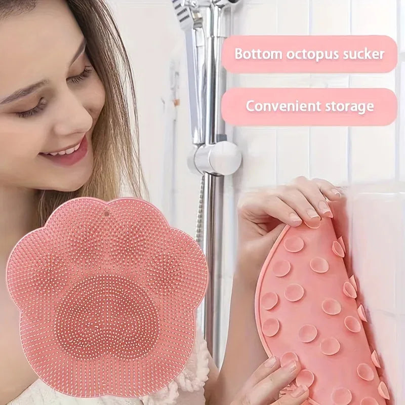tapis bain bleu rose ventouse bristles patte chat nettoyage pieds dos ludique.functional