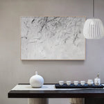 tableau abstrait moderne peinture toile blanche gris noir lignes horizontales sans cadre