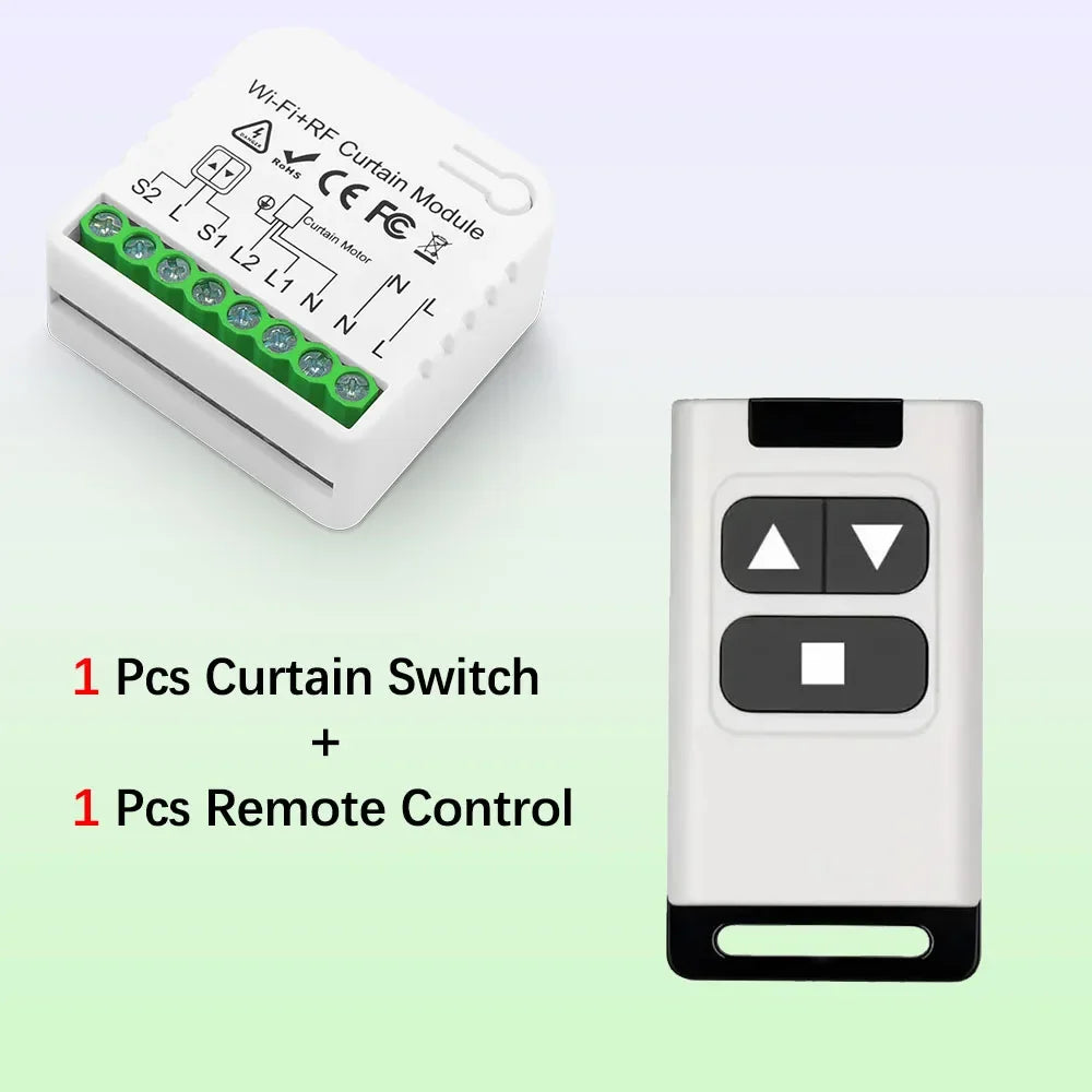 module rideau motorisé wifi rf blanc moderne batterie incluse télécommande 433mhz