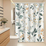 rideau douche motifs floraux moderne blanc vert orange polyester totalement opaque botanique