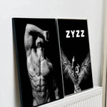 affiches homme musclé ailes zyzz veni vidi vici noir blanc moderne minimaliste papier cadre