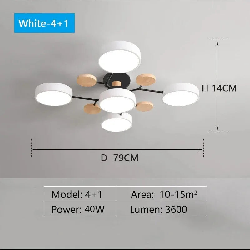 plafonnier led moderne gris bois clair suspension acrylique minimaliste 40w 3600lm 220v