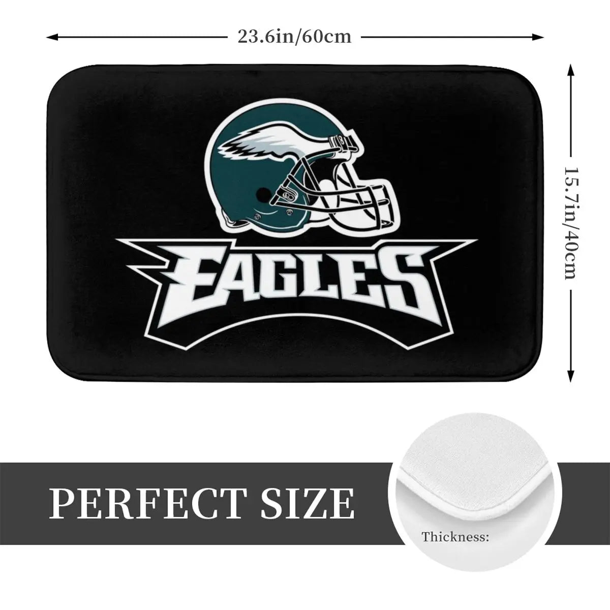 tapis bain antidérapant adhésif logo eagles noir vert moderne sportif
