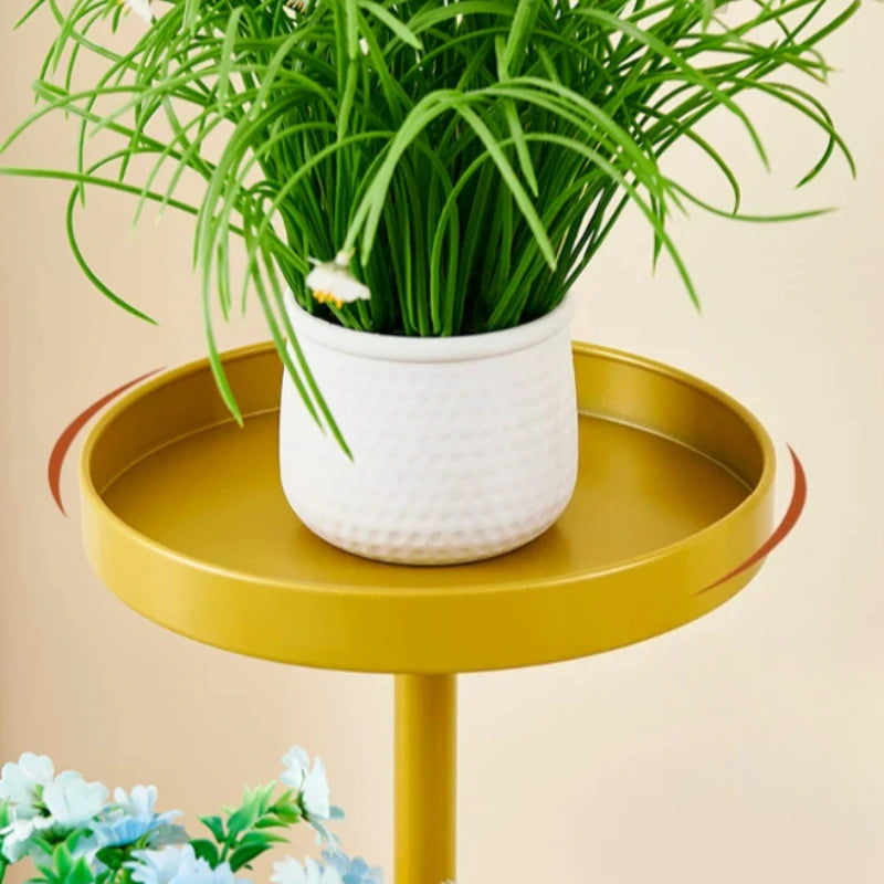 étagère plantes moderne métal noir jaune roulettes intérieur extérieur décoration jardin mid century