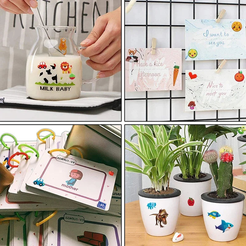 sticker 3d multicolore animaux fruits chiffres scrapbooking deco journal enfants cartoonaufs clips