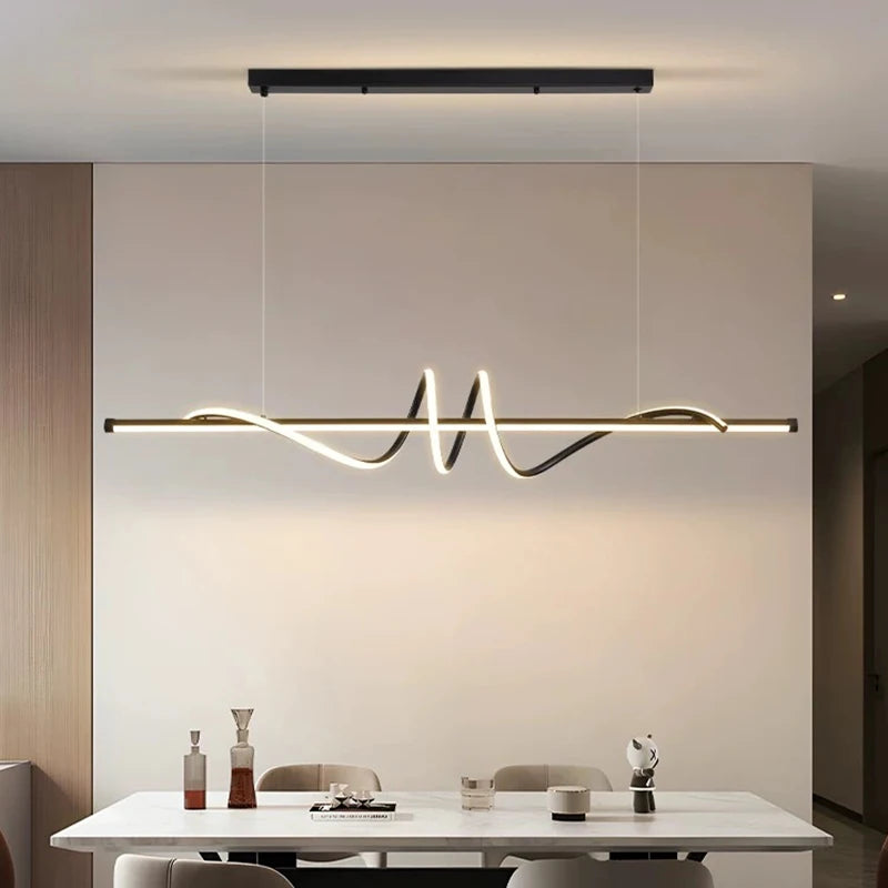lampe suspendue moderne ondulé aluminium blanc noir doré lustre salon salle manger