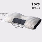 coussin cervical blanc gris texture géométrique ergonomique mémoire massage literie corps qualité