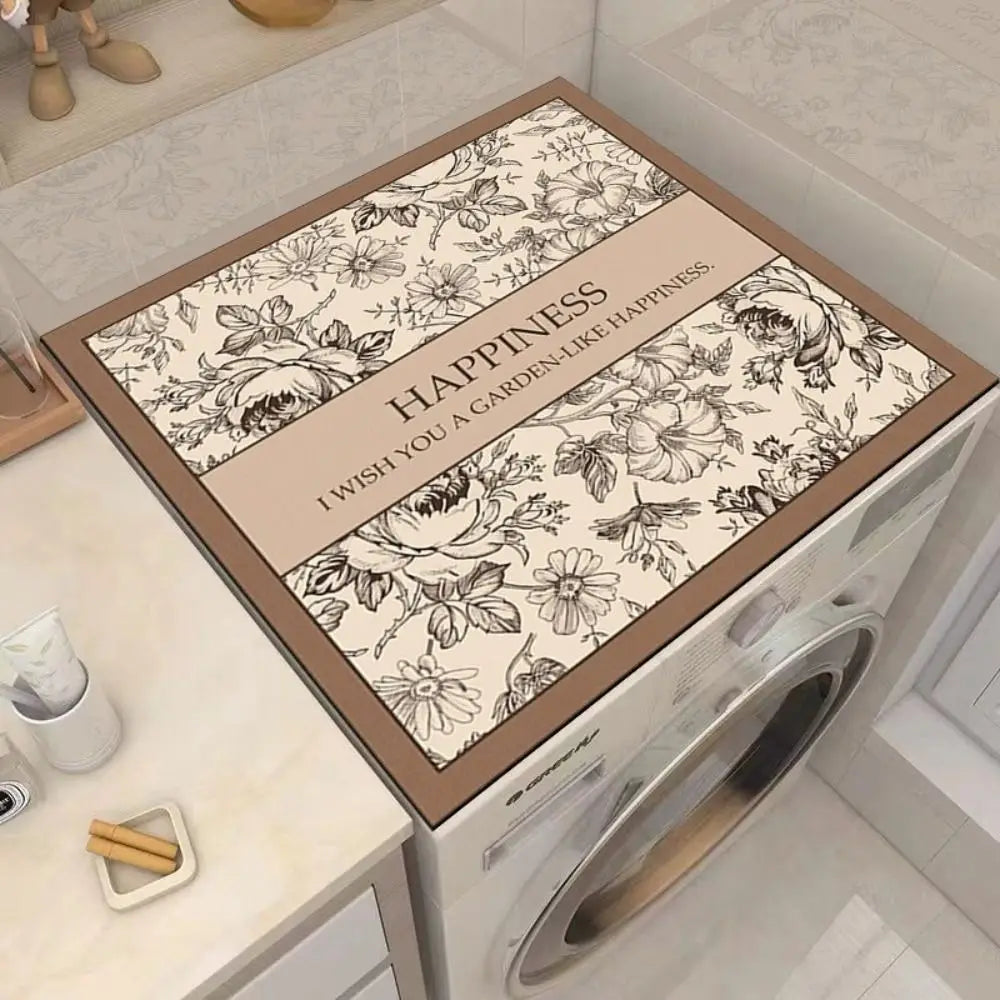 protège lave linge adhésif motif floral moderne gris noir beige vert bleu