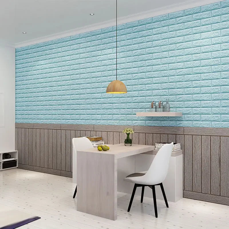 panneaux décoratifs murals adhésifs briques 3d blanc jaune rose bleu noir modernes