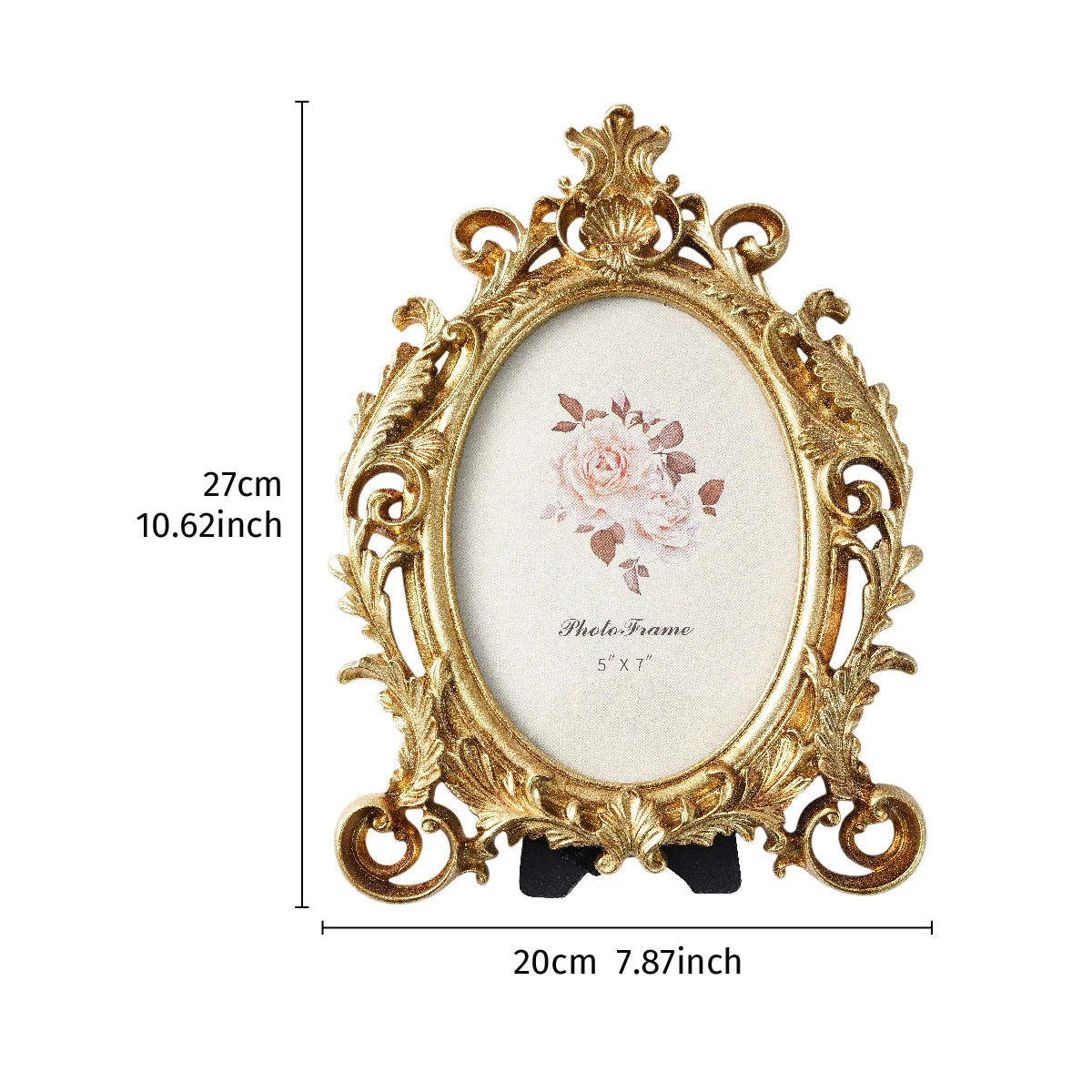 cadre photo doré ornements floraux baroques classique pieds noirsintérieur décoration résine moderne fixations pieds