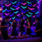rideau guirlandes halloween chauves souris noir rose bleu vert violet opalescent
