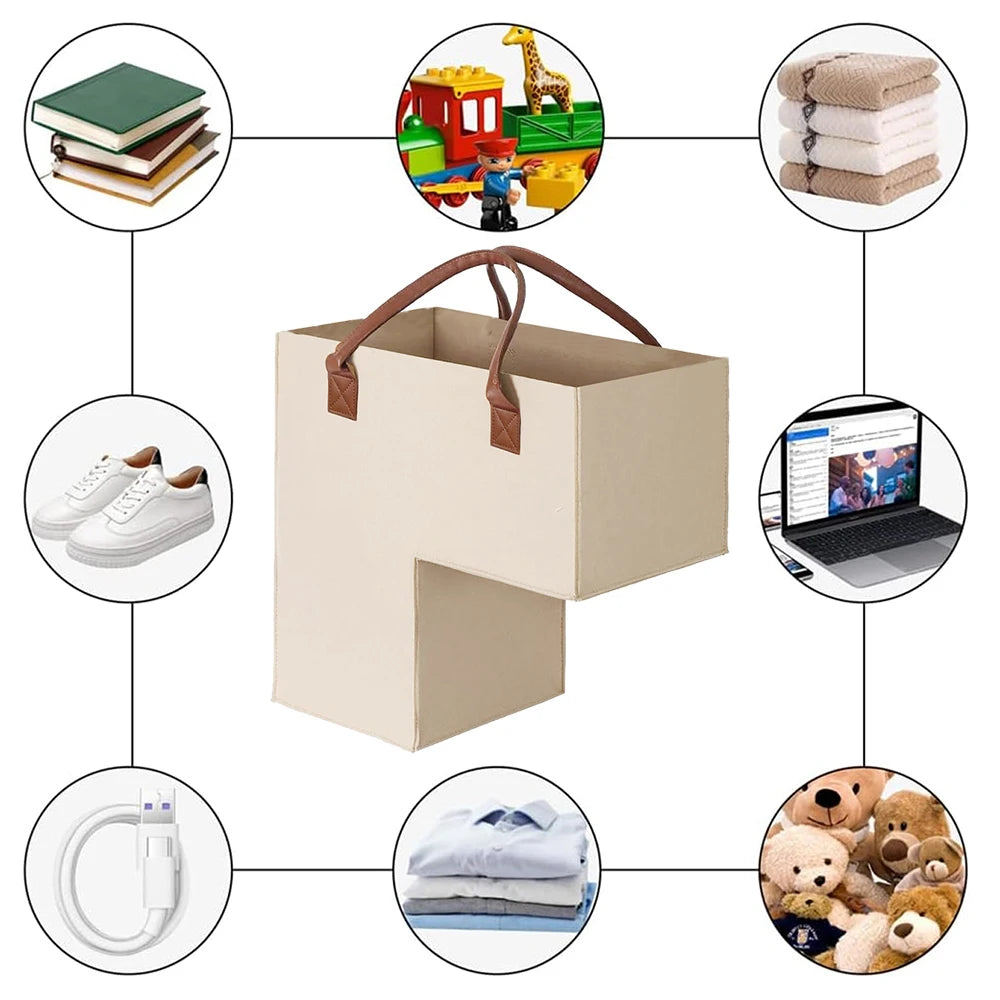 sac main feutre beige uni moderne poignées cuir respectueux environnement pliable rangement